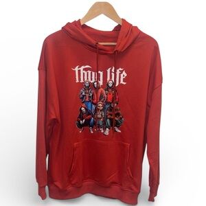 Thug life Red Graphic Hoodie with Characters